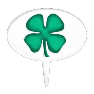 Lucky 4 Leaf Irish Clover oval cake picks