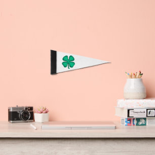 Lucky 4 Leaf Irish Clover pennant flag