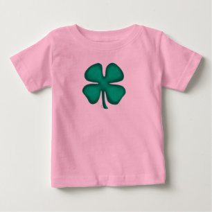 Lucky 4 Leaf Irish Clover pink baby shirt