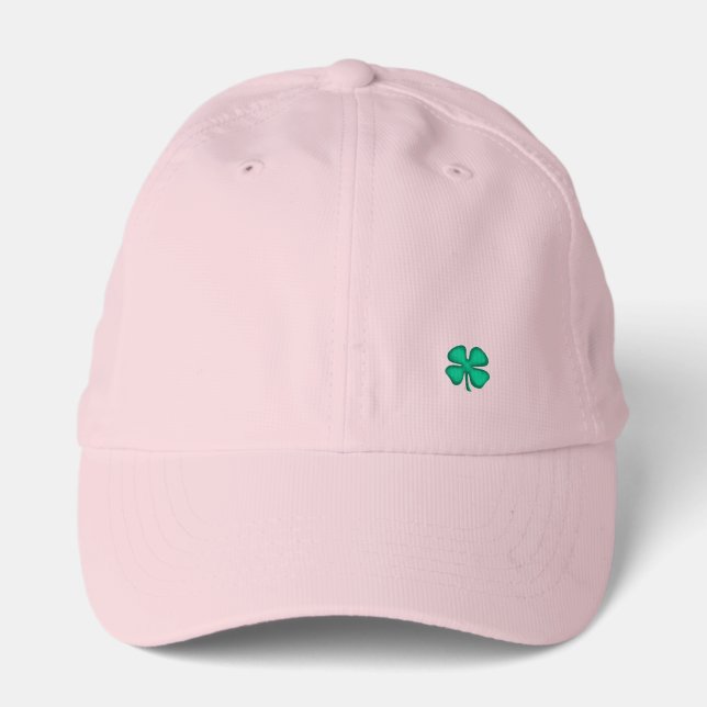 Lucky 4 Leaf Irish Clover pink golf perform cap (Front)
