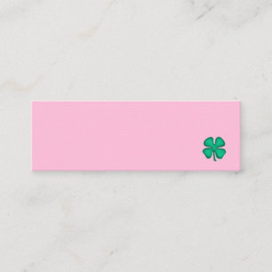 Lucky 4 Leaf Irish Clover pink mini business card