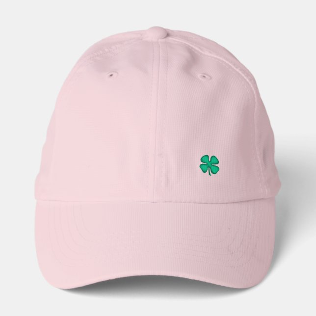 Lucky 4 Leaf Irish Clover pink performance cap (Front)