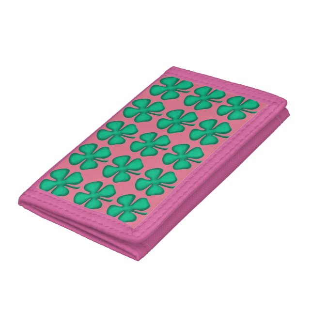 Lucky 4 Leaf Irish Clover pink wallet (Bottom)