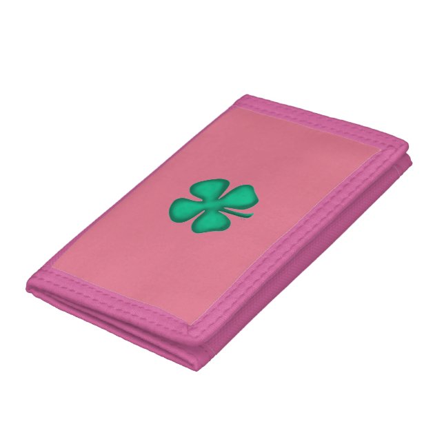 Lucky 4 Leaf Irish Clover pink wallet pink trim (Bottom)
