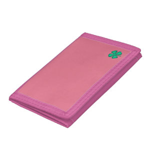 Lucky 4 Leaf Irish Clover pink wallet pink trim