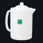 Lucky 4 Leaf Irish Clover porcelain teapot<br><div class="desc">Lucky 4 Leaf Irish Clover teapots are a great way to show 'your Irish' and a great for a taste of Irish tea on St. Patrick's Day or any day. Lucky 4 Leaf Irish Clover is Steamy Raimon original art and the 1st 4-leaf clover design for sale ever on www...</div>