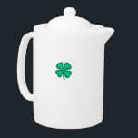 Lucky 4 Leaf Irish Clover porcelain teapot<br><div class="desc">Lucky 4 Leaf Irish Clover teapots are a great way to show 'your Irish' and a great for a taste of Irish tea on St. Patrick's Day or any day. Lucky 4 Leaf Irish Clover is Steamy Raimon original art and the 1st 4-leaf clover design for sale ever on www...</div>