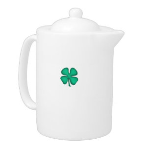 Lucky 4 Leaf Irish Clover porcelain teapot