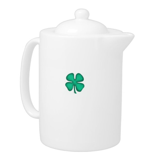 Lucky 4 Leaf Irish Clover porcelain teapot (Left)