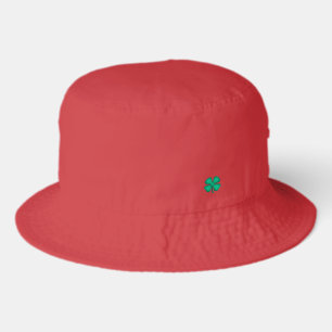 Lucky 4 Leaf Irish Clover red bucket hat