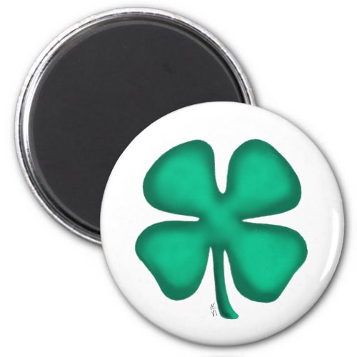 Lucky 4 Leaf Irish Clover round magnet