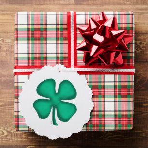Lucky 4 Leaf Irish Clover scalloped paper ornament