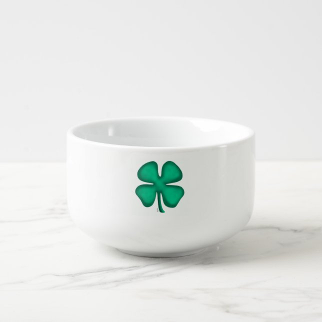 Lucky 4 Leaf Irish Clover soup bowl mug (Front)