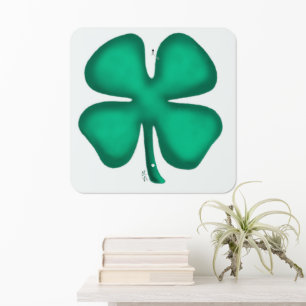 Lucky 4 Leaf Irish Clover square metal sign