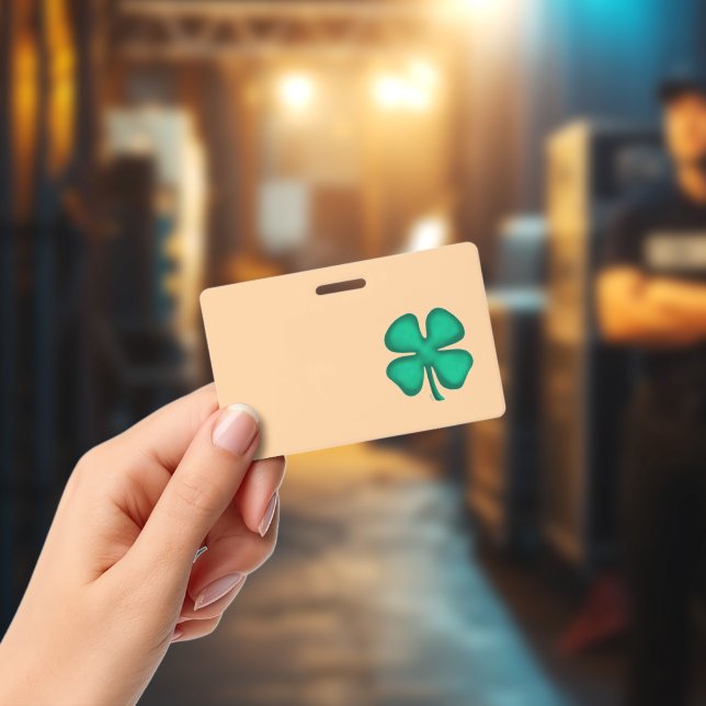 Lucky 4 Leaf Irish Clover tan badge horizontal (Concert)