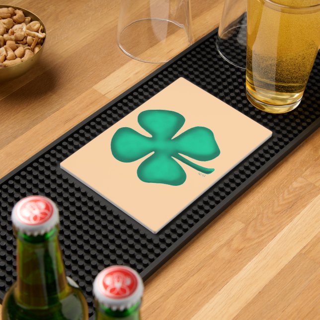 Lucky 4 Leaf Irish Clover tan bar mat (Insitu (Bar 2))