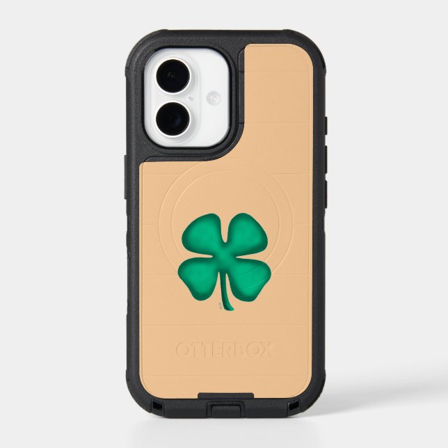 Lucky 4 Leaf Irish Clover tan iPhone 17 OB case (Back)