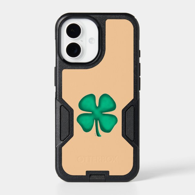 Lucky 4 Leaf Irish Clover tan iPhone 17 OB case (Back)
