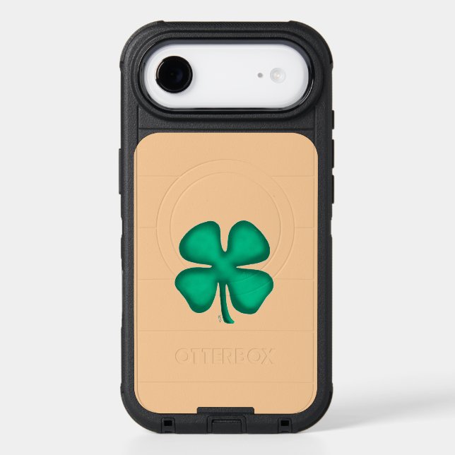 Lucky 4 Leaf Irish Clover tan iPhone 17 OB case (Back)