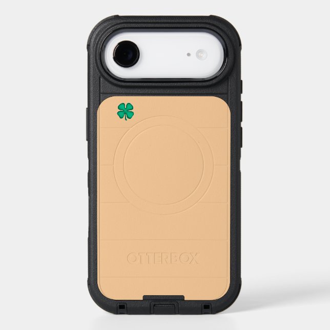 Lucky 4 Leaf Irish Clover tan iPhone 17 OB case (Back)
