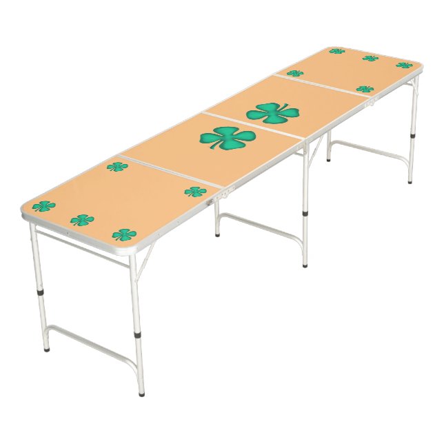 Lucky 4 Leaf Irish Clover tan ping pong table (Angled)