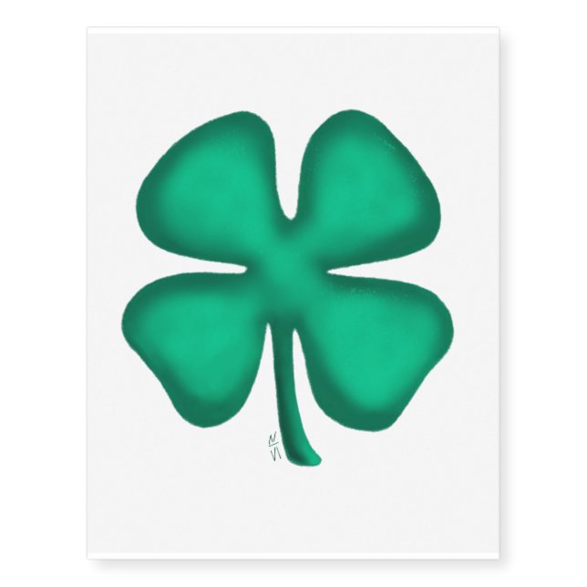 Lucky 4 Leaf Irish Clover temporary tattoo large (Front)