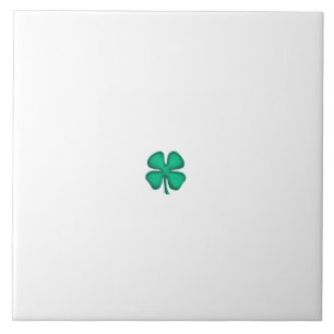 Lucky 4 Leaf Irish Clover tiny white large tile