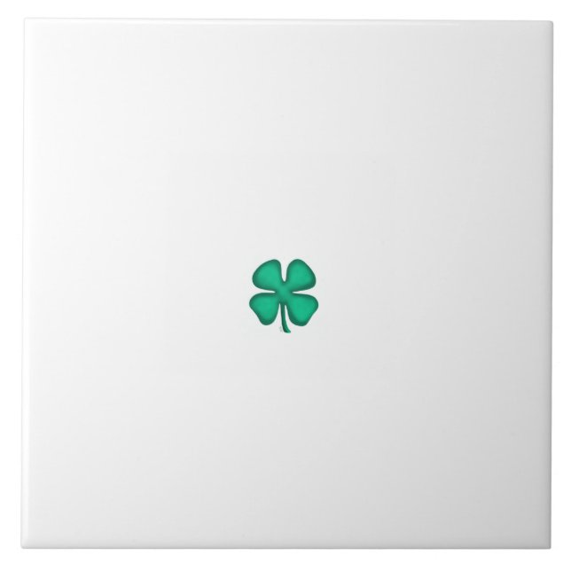 Lucky 4 Leaf Irish Clover tiny white large tile (Front)