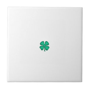 Lucky 4 Leaf Irish Clover tiny white small tile