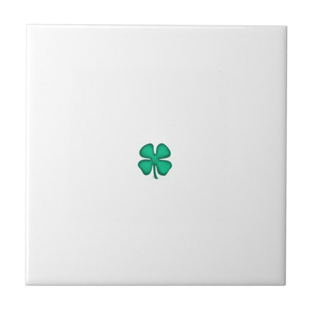 Lucky 4 Leaf Irish Clover tiny white small tile (Front)