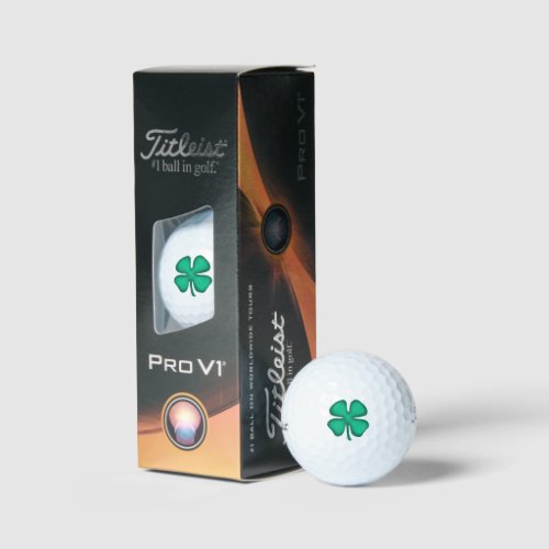 Lucky 4 Leaf Irish Clover Titleist Pro golf balls