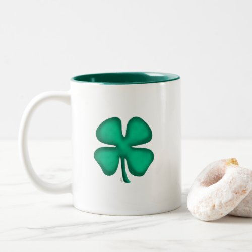Lucky 4 Leaf Irish Clover two tone mug