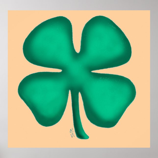 Lucky 4 Leaf Irish Clover value tan matte poster (Front)