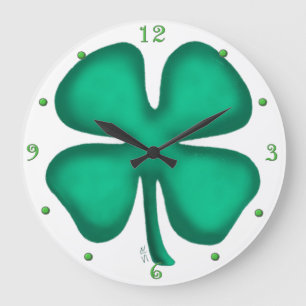 Lucky 4 Leaf Irish Clover wall clock