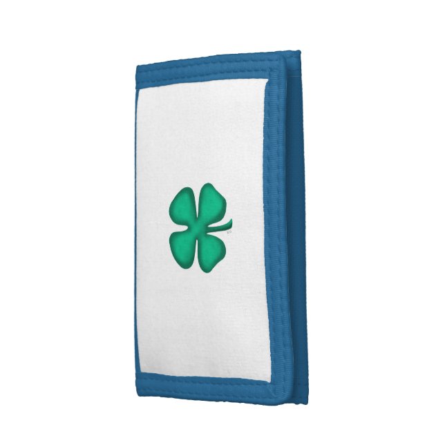 Lucky 4 Leaf Irish Clover white and blue wallet (Side)