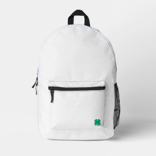 Lucky 4 Leaf Irish Clover white backpack