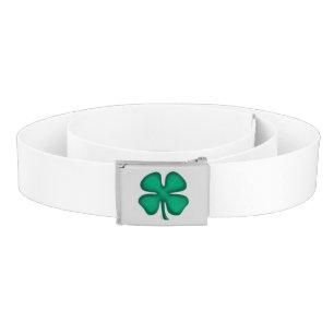 Lucky 4 Leaf Irish Clover white belt