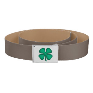Lucky 4 Leaf Irish Clover white brown belt