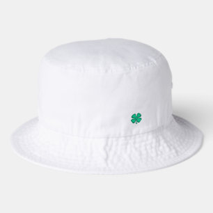 Lucky 4 Leaf Irish Clover white bucket hat