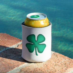 Lucky 4 Leaf Irish Clover white can cooler