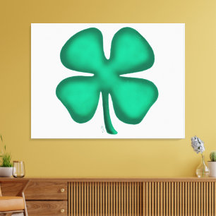 Lucky 4 Leaf Irish Clover white canvas print