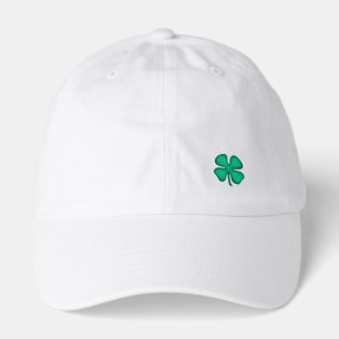Lucky 4 Leaf Irish Clover white dad cap