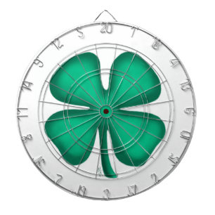 Lucky 4 Leaf Irish Clover white dartboard
