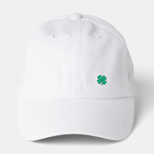 Lucky 4 Leaf Irish Clover white golf perform cap