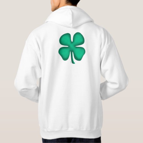 Lucky 4 Leaf Irish Clover white hoodie back