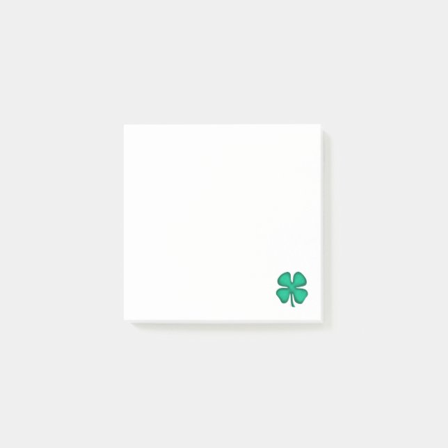 Lucky 4 Leaf Irish Clover white note pads (Front)