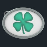 Lucky 4 Leaf Irish Clover white oval belt buckle<br><div class="desc">Lucky 4 Leaf Irish Clover belt buckles are a great way to show 'your Irish' and great buckles to wear for St. Patrick's Day, for parades, and every day. Lucky 4 Leaf Irish Clover is Steamy Raimon original art and the 1st 4-leaf clover design for sale ever on www anywhere....</div>