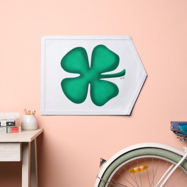 Lucky 4 Leaf Irish Clover white pennant banner (Insitu 2)