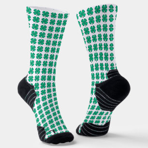 Lucky 4 Leaf Irish Clover white performance socks