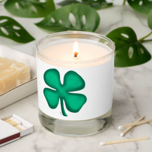 Lucky 4 Leaf Irish Clover white scented candle